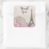 Eiffeltoren Collage Wildflower Dank u Vierkante Sticker (Tas)