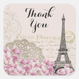 Eiffeltoren Collage Wildflower Dank u Vierkante Sticker