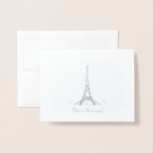Eiffeltoren dank u folie kaarten (Voorkant met envelop)