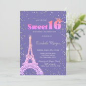 Eiffeltoren Diamanten Violet Sweet 16 Kaart (Staand voorkant)