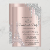 Eiffeltoren, drift Roos Gold Bachelorette party Kaart (Voorkant / Achterkant)