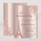 Eiffeltoren, Drip Roos Gold Bachelorette Party Kaart (Voorkant / Achterkant)