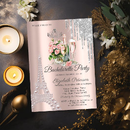 Eiffeltoren, druipt wijn parels vrijgezellenfeest kaart