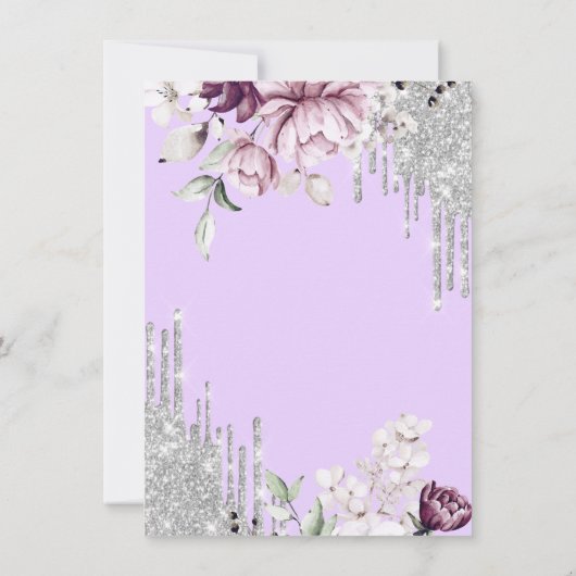 Eiffeltoren,Druppels,Lilac Bloemen Sweet 16 Kaart (Achterkant)