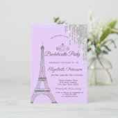 Eiffeltoren,Druppels,Paarse vrijgezellenfeest  Kaart (Staand voorkant)