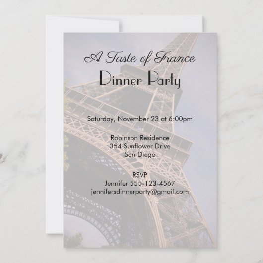 Eiffeltoren Een Franse innerlijke partij nodigt ui Kaart (Achterkant)