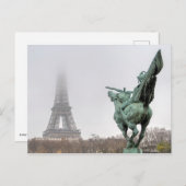 Eiffeltoren en Bir-hakeim-brug op een slechte dag Briefkaart (Voorkant / Achterkant)