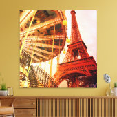 Eiffeltoren en carrousel canvas afdruk (Insitu (Woonkamer))