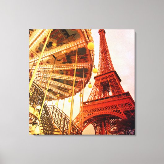 Eiffeltoren en carrousel canvas afdruk (Voorkant)