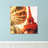 Eiffeltoren en carrousel canvas afdruk (Insitu (Houten vloer))