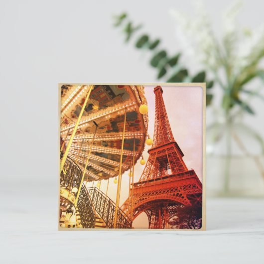 Eiffeltoren en carrousel kaart (Staand voorkant)