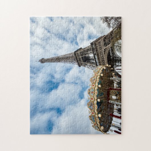 Eiffeltoren en carrousel - Parijs, Frankrijk, Euro Legpuzzel (Verticaal)