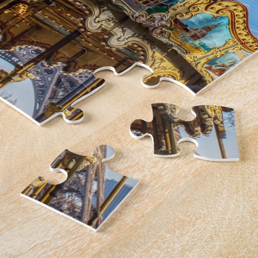 Eiffeltoren en carrousel - Parijs, Frankrijk, Euro Legpuzzel (Zijkant)