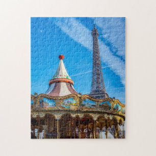 Eiffeltoren en carrousel - Parijs, Frankrijk, Euro Legpuzzel