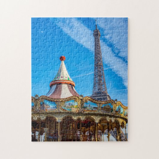 Eiffeltoren en carrousel - Parijs, Frankrijk, Euro Legpuzzel (Verticaal)