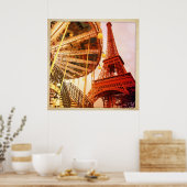 Eiffeltoren en carrousel poster (Keuken)