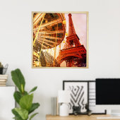 Eiffeltoren en carrousel poster (Thuiskantoor)