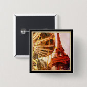 Eiffeltoren en carrousel vierkante button 5,1 cm (Voorkant /achterkant)