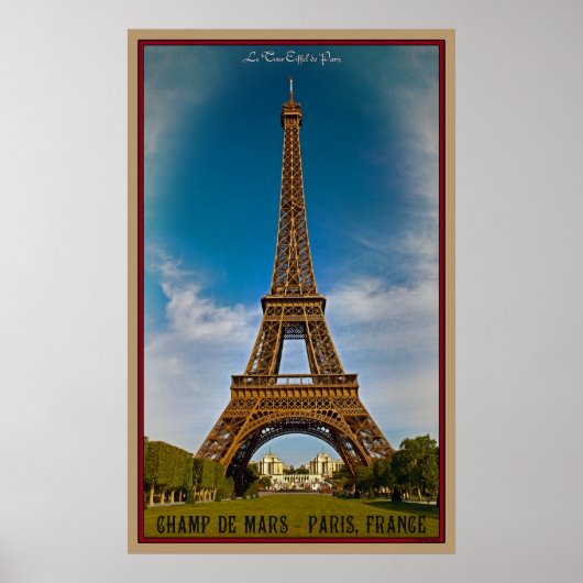 Eiffeltoren en Champ de Mars Poster (Voorkant)