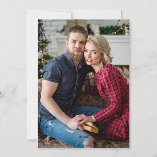 Eiffeltoren en dennen Merry Kerstmis | Foto achter Feestdagenkaart (Achterkant)