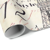Eiffeltoren en hortensia cadeaupapier (Rol Hoek)