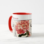 Eiffeltoren en hortensia gepersonaliseerde mok (Voorkant links)