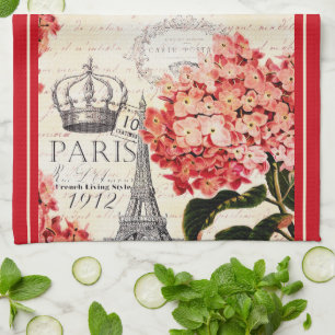 Eiffeltoren en hortensia Keukenhanddoek
