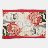 Eiffeltoren en hortensia Keukenhanddoek (Horizontaal)