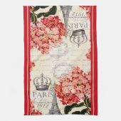 Eiffeltoren en hortensia Keukenhanddoek (Verticaal)