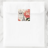 Eiffeltoren en hortensia  vierkante sticker (Tas)
