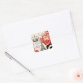 Eiffeltoren en hortensia  vierkante sticker (Envelop)