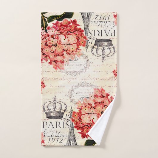 Eiffeltoren en hydrangea bad handdoek (Handdoek)