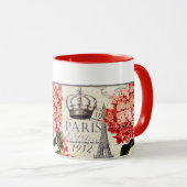 Eiffeltoren en hydrangea gepersonaliseerde sleepbo mok (Voorkant rechts)