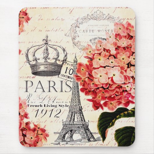 Eiffeltoren en hydrangea muismat (Voorkant)