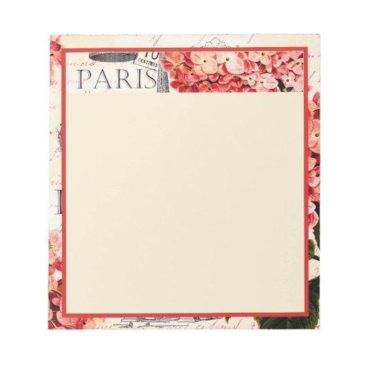 Eiffeltoren en hydrangea notitieblok (Voorkant)