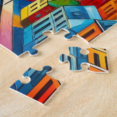 Eiffeltoren en kleurrijke gebouwen schilderen legpuzzel (Zijkant)