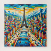 Eiffeltoren en kleurrijke gebouwen schilderen legpuzzel (Verticaal)