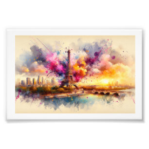 Eiffeltoren en levendige skyline, foto afdruk