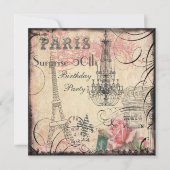 Eiffeltoren en luchters Surprise 50th Birthday Kaart (Voorkant)