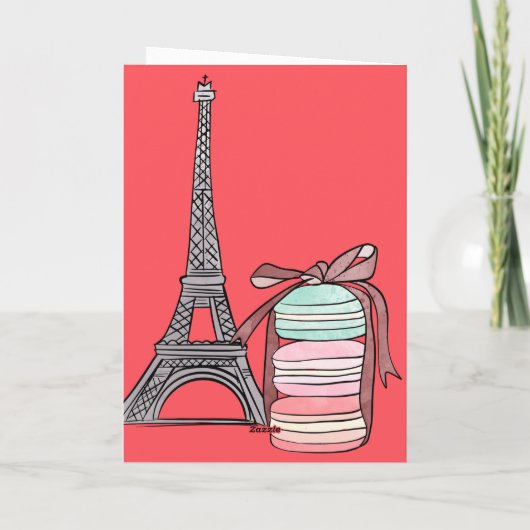 Eiffeltoren en Macarons Warm-kerst Feestdagen Kaart (Achterkant)