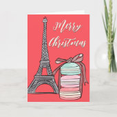 Eiffeltoren en Macarons Warm-kerst Feestdagen Kaart (Voorkant)