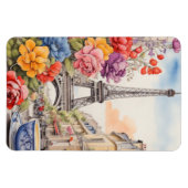 Eiffeltoren en mooie bloemen 1 magneet (Horizontaal)