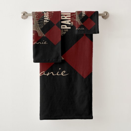 Eiffeltoren en opschriften in Parijs in het hart Bad Handdoek (Insitu)