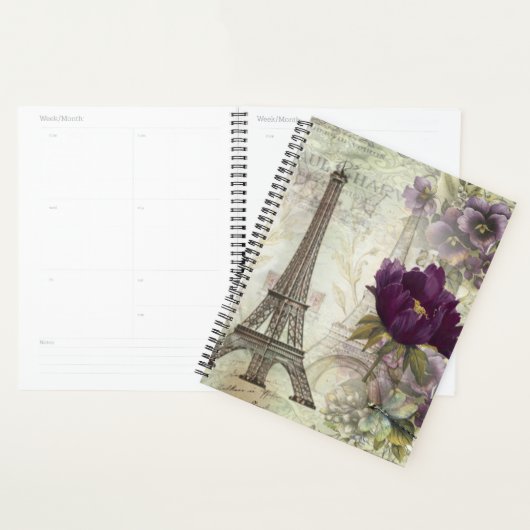  Eiffeltoren en paarse bloemen Planner (Display)