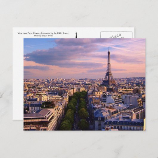 Eiffeltoren en paarse wolken briefkaart (Voorkant / Achterkant)