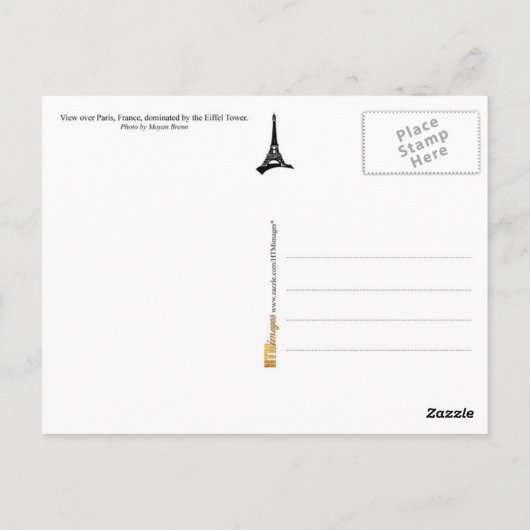 Eiffeltoren en paarse wolken briefkaart (Achterkant)