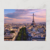 Eiffeltoren en paarse wolken briefkaart (Voorkant)