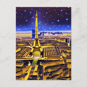 Eiffeltoren en Parijs onder de sterren Briefkaart