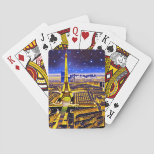 Eiffeltoren en Parijs onder de sterren Pokerkaarten