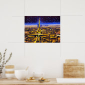 Eiffeltoren en Parijs onder de sterren Poster (Keuken)